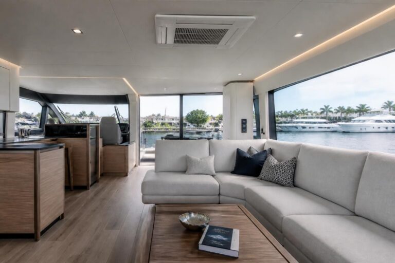 Marine air conditioning repair in a yacht salon in Fort Lauderdale